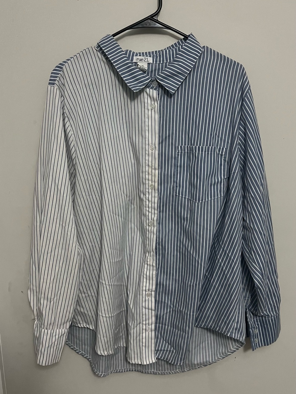 Rue21 Two-Tone Blue and White Striped Button-Down Shirt
